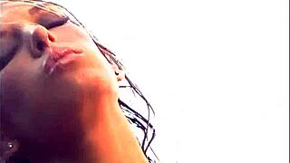 blonde college coed bends over for doggystyle cum on natural tits outdoor fuck