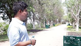 Chubby big tits blonde latina street prostitute begs for face fucking cum.