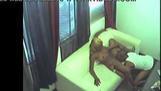 The hidden cam spies on a black babe slut delivering a blowjob before outdoor public fucking