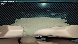 trailer candy beige panties close up vaginal desk doggystyle creampie quickie