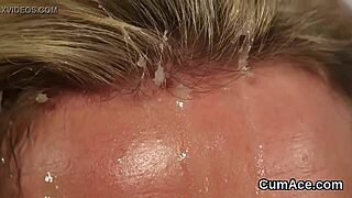 Hot Hottie Takes Blowbang Facial Gulping Massive Jizz Loads