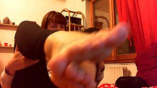 damn sweaty mature feet after intense yoga class tease