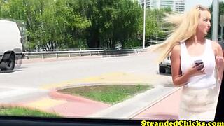 real amateur hitchhiker blonde bimbo buffs car driver cock pov
