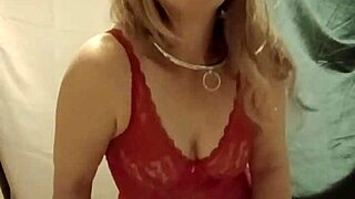 slave girl rocks that red bodysuit look!