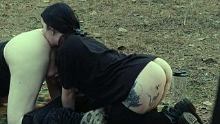 submissive cutie rims ass chokes gags on rough facefuck picnic