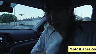 sexy asian teen tomie tang squeezes her big natural tits while charles dera fucks her in the car