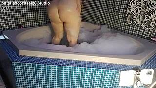 hot tub sex with blonde latina and monster black cock!