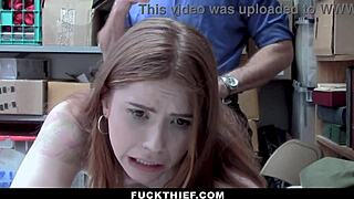 Mall security bends shoplifter teen over desk punishes with big cock no cops called