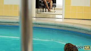 Victoria daniels swims in huge pool sucking daddy's mature cock