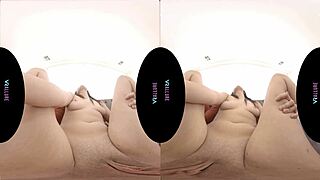 petite brunette teen toys her small tits pov style