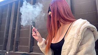 european big tits milf artemisia love smokes sexy solo outdoors
