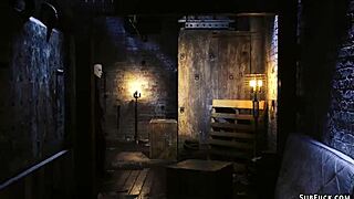 ebony slave slut takes monster cock anal gangbang in bondage