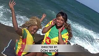 Nina Rivera and Porsha Carrera lick wet pussies on beach!