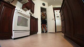 Busty Mellanie Monroe Takes Black Step-Son's Huge Cock Kitchen Ride to Facial Cumshot!