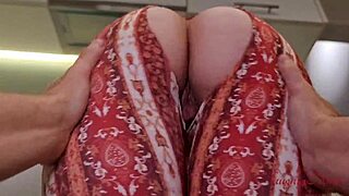 Cleaning lady in leggings takes bent-over creampie tip without a word!