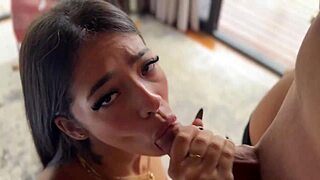 Lingerie-clad cutie rides muscular stud to outdoor creampie bliss