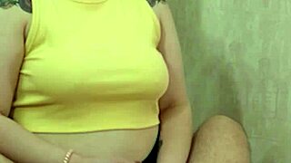 Curvy Fat Slut Cums on Strapon Dildo