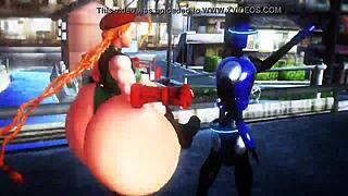 cammy street fighter big ass belly expansion fight boobs tits 😈🍑