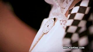 wonderland tea party cosplay foursome devours monster cocks hardcore