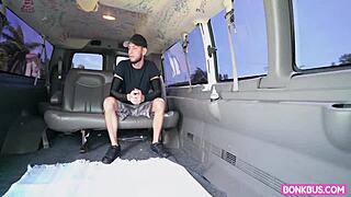 emma sirus rides bent over on bus in hardcore teen action