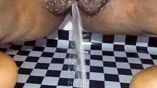 dirty maid slut soaks her hairy beaver in lingerie panties indoors 💦🩲