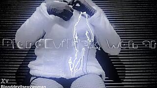 hot mature blonde's natural tits and tasty hairy pussy up close