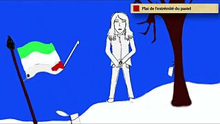 Art academy teen pees standing in home studio