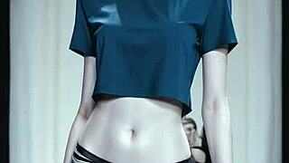 Ai girls strutting lingerie panties barefoot at fashion show!