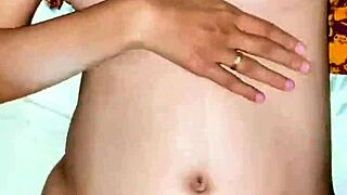 skinny young asian milks tits while getting creampied in yellow lingerie homemade