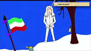 Art academy teen pees standing in home studio