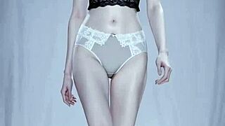 Ai girls strutting lingerie panties barefoot at fashion show!