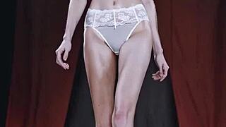 Ai girls strutting lingerie panties barefoot at fashion show!