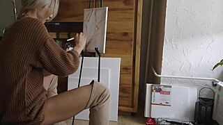 Blonde Babe's Pussy Blooms Like A Painted Flower In Boots