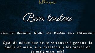 Bon toutou, jerk to my french femdom joi humiliation commands