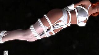 redhead bound in lingerie vibrates to bondage orgasm nightmare