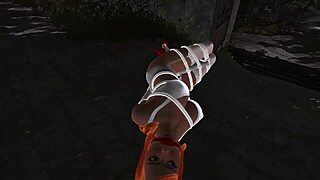 redhead bound in lingerie vibrates to bondage orgasm nightmare