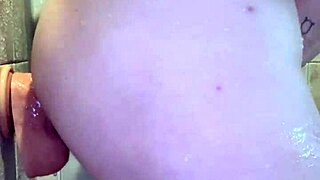 oof this huge pierced dildo stretches peterwolfe in the shower bad