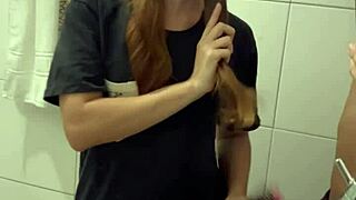 wild romantic frenzy hits the bath as brazilian milf oils up her big natural tits for submissive sex