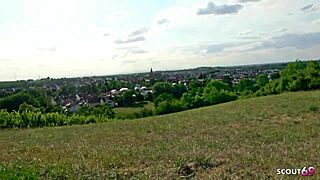 skinny german latina teen christy ley with brown skin trades risky outdoor fuck for stranger help in public quickie