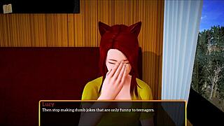 Redhead Teen Plays Game with Small Tits Exposed