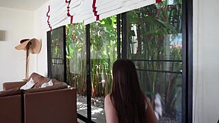 stepdad sneaks peeks at stepdaughter's yoga stretches, can't resist her bends