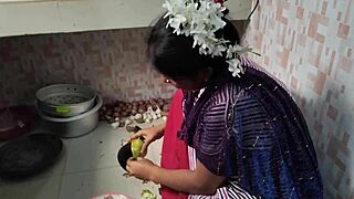 Kitchen Cowgirl Ride with Stepsis-in-Law's Tight Natural Tits Bouncing Wild!