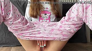 i'm skinny 18yo fingering pajamas pussy closeup squirting hard