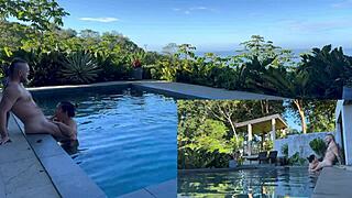 Wanna See Outdoor Anal Creampie and Deepthroat Blowjob by Pool in Costa Rica?