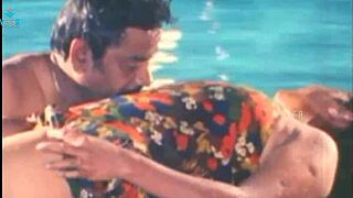 hot unmarried couple relaxes together at the pool