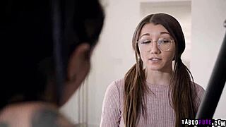 aiden ashley and maya woulfe kiss passionately in the kitchen