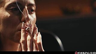 pov blonde smokes cig then slurps cock with handjob heat