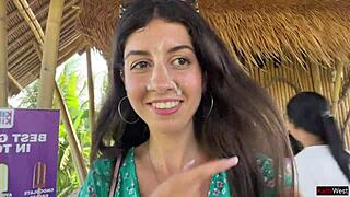 cumwalk in cafe with pasta and sperm dripping on face!