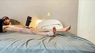 check out my small waist stroking this vibrating monster cock toy sucking deep