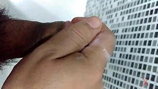 Condom Breaks in Sex Toy Male Masturbation Leading to Massive Cumshot Explosion